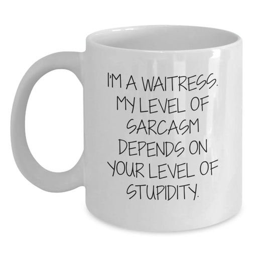 Funny Waitress Gifts from Men to Women - White Coffee Mug - Valentine's Unique Gifts for Waitress Friends - Main