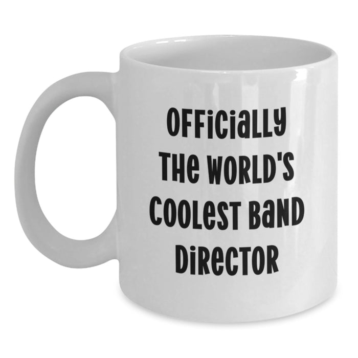 Funny Band Director Gifts for Men, White Coffee Mug - Officially The World's Coolest Dad, Unique Gifts from Family to Band Director - Main