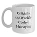 Funny Hairstylist Gifts from Friends for Men, Women, or Family Graduation Unique Gifts - White Coffee Mug - Officially The World's Coolest Hairstylist - Main