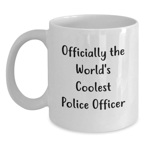 Funny Police Officer Gifts for Men, Officially The World's Coolest Police Officer, White Coffee Mug for Father's Day Unique Gifts - Main