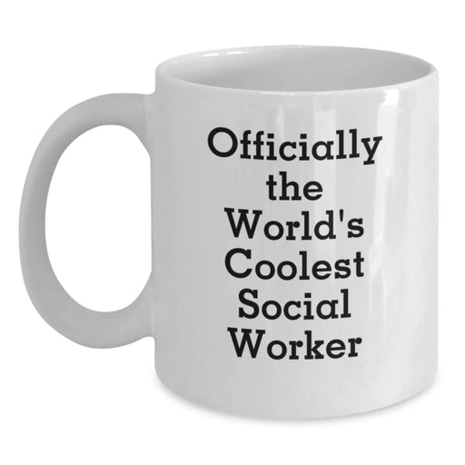 Funny Social Worker Gifts from Friends for Men Social Worker, World's Coolest Social Worker Mug, White Coffee Mug, Perfect Christmas Unique Gifts for Social Worker - Main