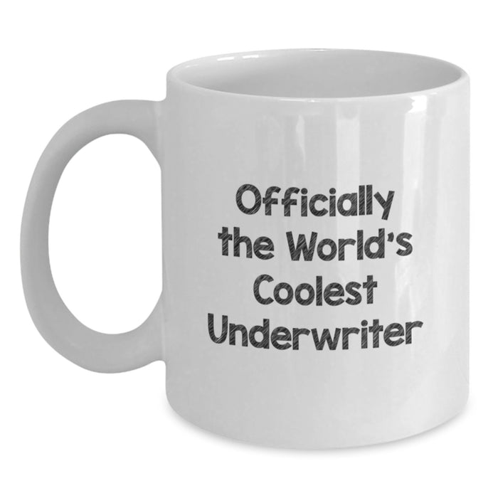 Underwriter White Coffee Mug, Funny Quote, Gifts for Underwriter, from Friends, Valentine's Unique Gifts, Officially The World's Coolest Underwriter Mugs - Main