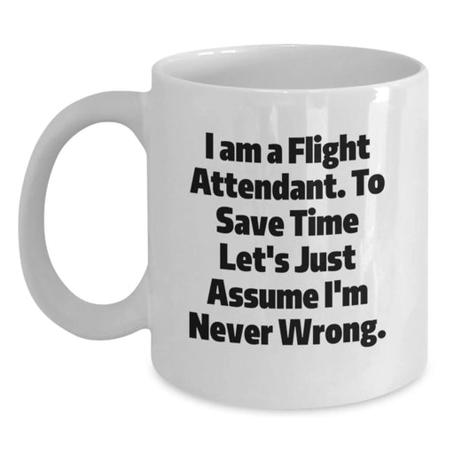 Flight Attendant Humor White Coffee Mugs for Friends from Coworkers - Funny Birthday Unique Gifts for Flight Attendant Men and Women - Main