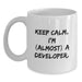 Funny Developer Gifts from Friends for Graduation Unique White Coffee Mugs Keep Calm I'm Almost A Developer. - Main