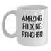 Funny Rancher Gifts from Friends for Graduation Unique White Coffee Mugs with 'Amazing F--king Rancher' Quote - Main