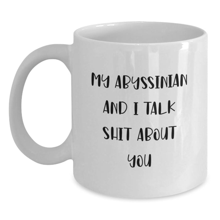 Abyssinian Cat Funny White Coffee Mug Gifts from Men for Graduation, 'My Abyssinian And I Talk Shit About You' Quote - Main