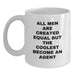 Funny Agent Gifts from Friends, Funny White Coffee Mugs for Birthday Celebrations, 'All Men Are Created Equal But The Coolest Become An Agent' Quote, Gifts for Agent - Main