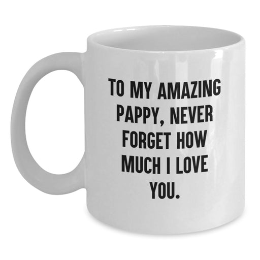 Funny Pappy Gifts - Inspirational Mug for Him, Unique Graduation Unique Gifts from Men to Pappy, White Coffee Mug with Quote 'To My Amazing Pappy, Never Forget...' - Main