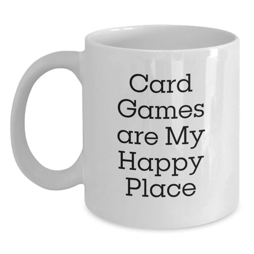 Funny Card Games Gifts from Friends for Graduation, White Coffee Mug - 'Card Games Are My Happy Place' - Main