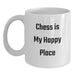 Funny Chess Lovers Gifts from Friends for Men Birthday Unique White Coffee Mug, 'Chess Is My Happy Place' - Main