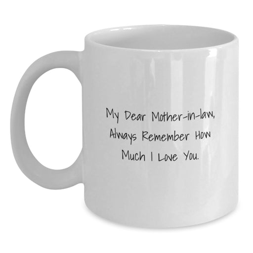 Funny Mom-in-law Gifts White Coffee Mug, Gifts from Family to Mom-in-law, Inspirational Quote Always Remember How Much I Love You. - Main