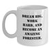 Funny Forester Gifts from Friends, White Coffee Mug for Birthday Unique Gifts, Dream Big and Work Hard Forester - Main