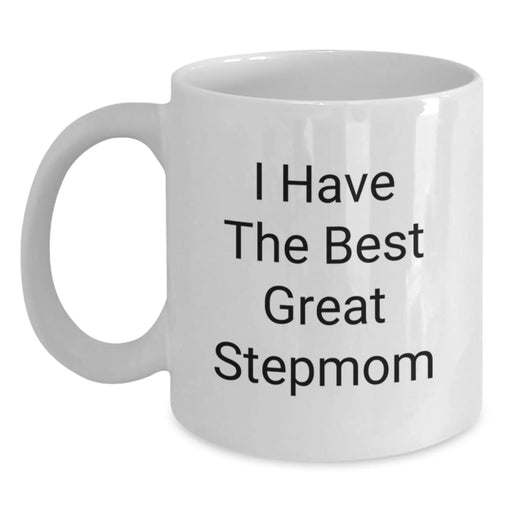 Funny Stepmom Gifts from Family, White Coffee Mug with 'I Have The Best Great Stepmom' Christmas Unique Gifts for Stepmom - Main