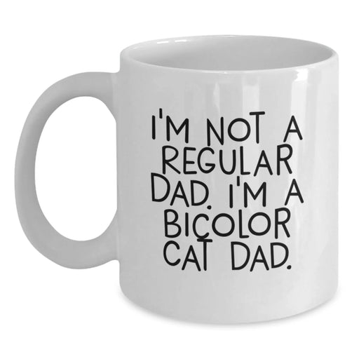 Funny Bicolor Cat Dad Mugs White Coffee Gift Unique Christmas Memorable Presents for Men Family Friends - Main