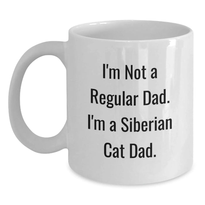 Funny Siberian Cat Dad White Coffee Mugs for Men from Family, Christmas Unique Gifts for Siberian Cat Lovers, White 11oz or 15oz Ceramic Mugs - Main