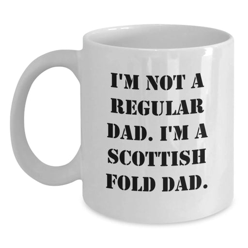 Funny Scottish Fold Cat Lover Gifts from Dad to Scottish Fold Cat Dad White Coffee Mug, Perfect for Christmas Unique Gifts - Main