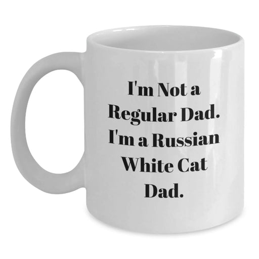 Funny Russian White Cat Dad Gifts for Friends - Russian White Cat Lover Coffee Mug, White Coffee Mug for Russian White Cat Enthusiasts, Birthday Unique Gifts from Friends - Main