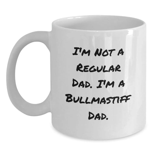 Funny Bullmastiff Dog Dad White Coffee Mug Gifts from Men to Bullmastiff Dog Lovers on Birthday, Unique Birthday Unique Gifts for Dad, White Ceramic Coffee Mug, 11oz, 15oz - Main