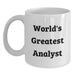 Funny Analyst Christmas Unique Gifts from Friends, Unique White Coffee Mug Quote 'World's Greatest Analyst', Perfect for Men or Women - Main