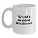 Funny 'World's Greatest Auctioneer' White Coffee Mug Gifts for Auctioneer Friends on Birthday - Main