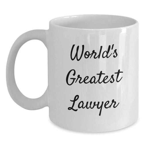 Funny Lawyer Gifts from Friends for Birthday - World's Greatest Lawyer White Coffee Mug, 11oz or 15oz Ceramic, Microwave and Dishwasher Safe - Main