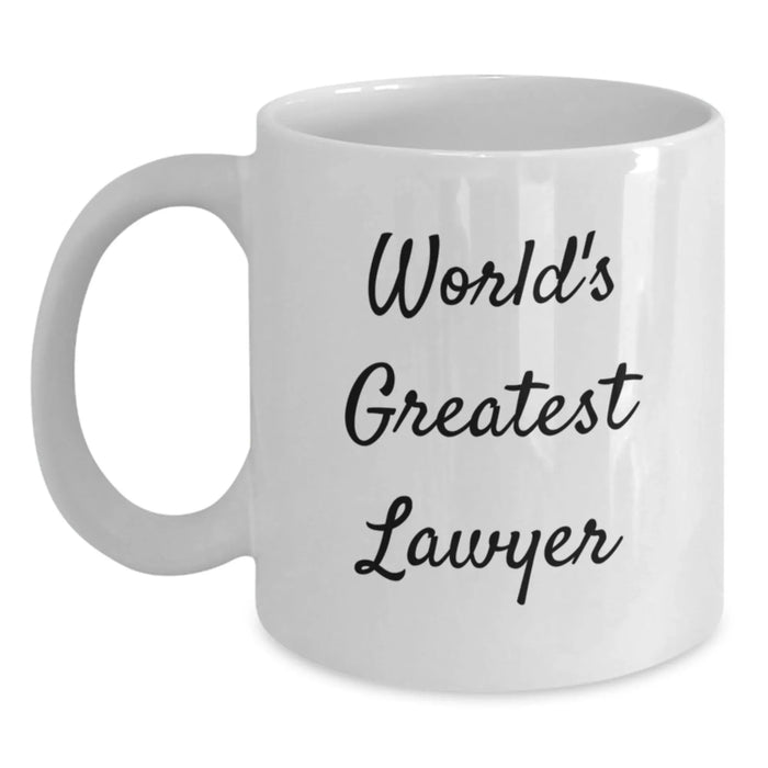 Funny Lawyer Gifts from Friends for Birthday - World's Greatest Lawyer White Coffee Mug, 11oz or 15oz Ceramic, Microwave and Dishwasher Safe - Main