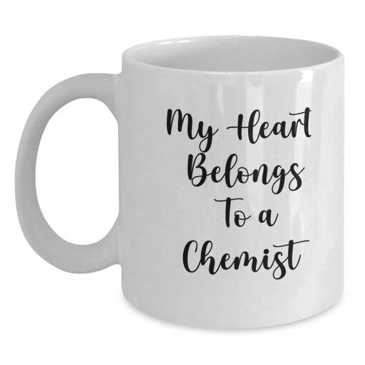 Funny Chemist Gifts from Friends for Men White Coffee Mugs My Heart Belongs To A Chemist Christmas Unique - Main