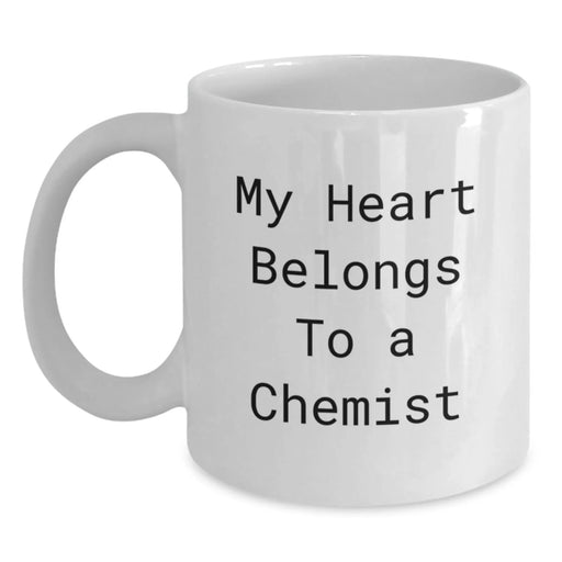 Funny Chemist Gifts, Gifts from Friends to Chemist, White Coffee Mug - My Heart 'Belongs To A Chemist' Christmas Unique Gifts - Main