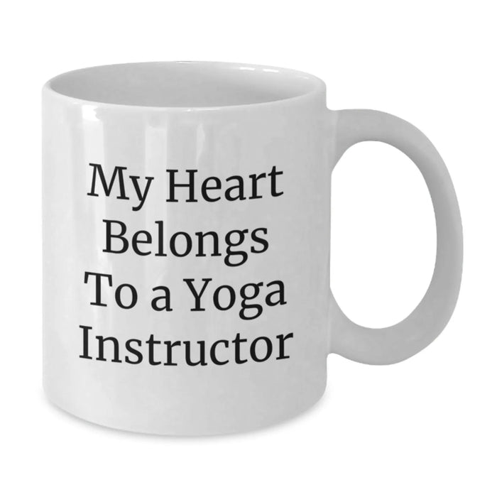 Funny Yoga Instructor Gifts - My Heart Belongs To A Yoga Instructor White Coffee Mug, Birthday Unique Presents from Friends, Coworkers or Family - Additional