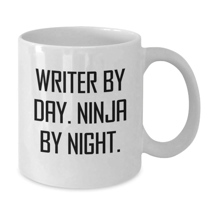 Funny Writer Gifts for Men, White Coffee Mug - 'Writer By Day, Ninja By Night', Christmas Unique Presents - Additional