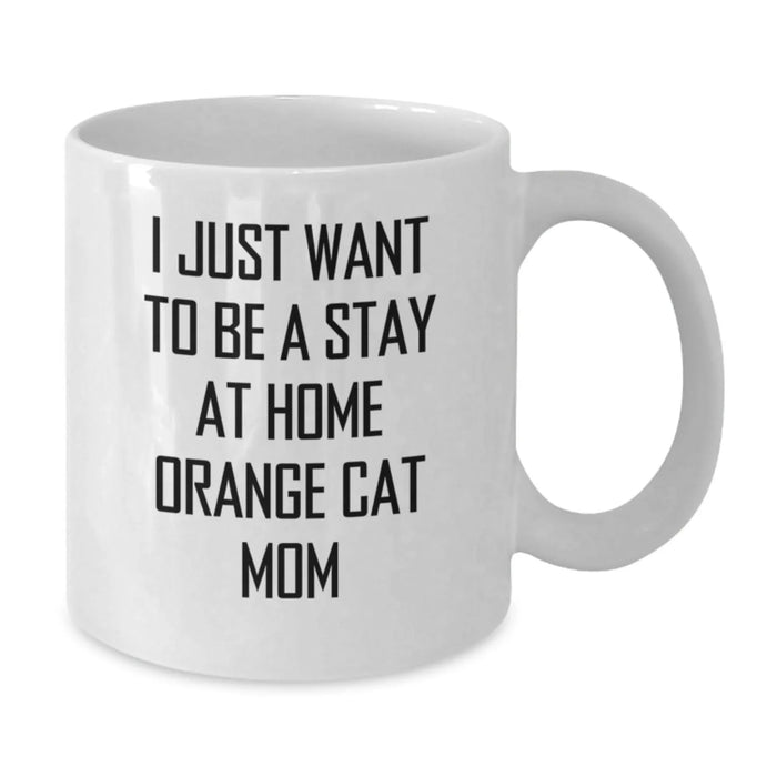 Funny Orange Cat Mom Gifts, I Just Want To Be A Stay At Home Orange Cat Mom White Coffee Mug for Birthday, Gifts from Mom to Daughter, Friends, or Coworkers - Additional