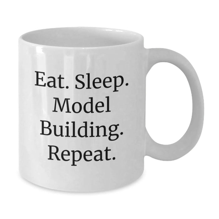 Funny Model Building Gifts from Friends - Eat. Sleep. Model Building. Repeat. White Coffee Mug for Birthday - Additional
