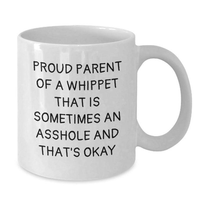 Whippet Dog Lover Gifts for Christmas from Family - Proud Parent Quotes, Funny White Coffee Mug, 11oz or 15oz Ceramic, Microwave and Dishwasher Safe - Additional