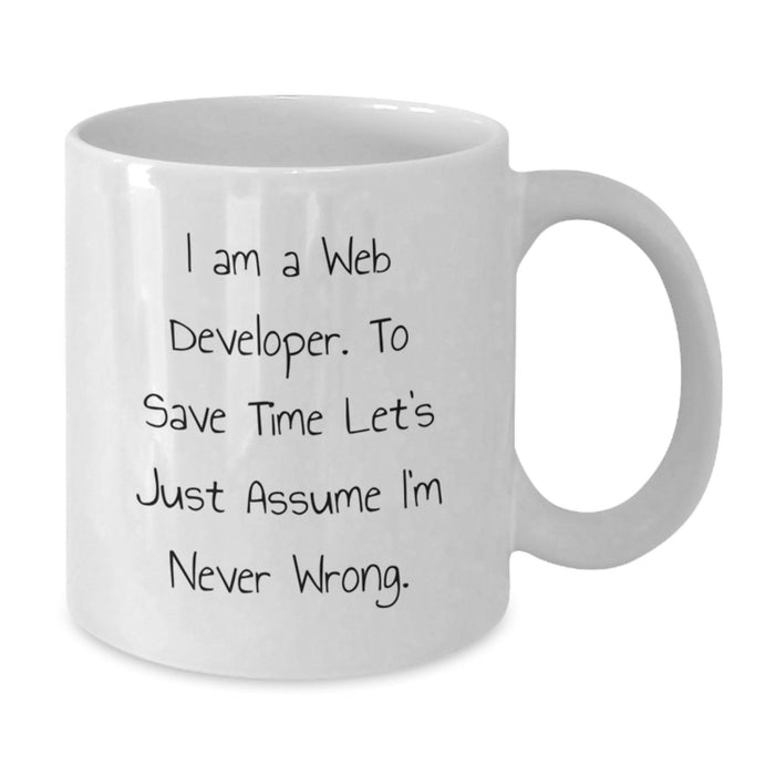 Funny Web Developer Gifts from Men for Father's Day Unique White Coffee Mugs with I'm Never Wrong Sarcasm Quote - Additional