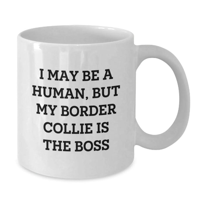 Funny Border Collie Dog Gifts from Men to Women Friends Coworkers Family - I May Be A Human, But My Border Collie Is The Boss Birthday Unique Mug for Border Collie Dog Lover - Additional