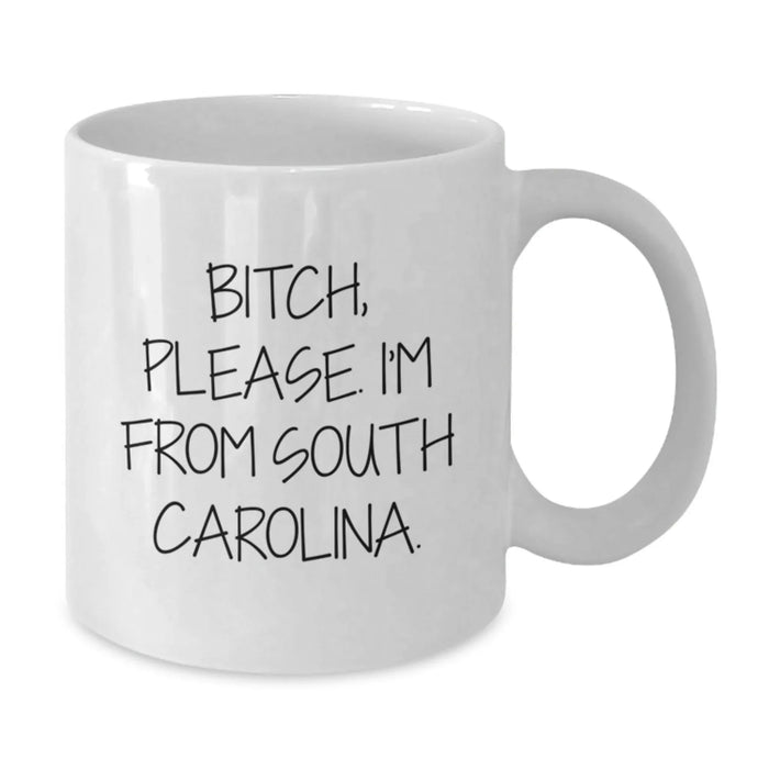 Funny South Carolina Gifts from Friends, Unique White Coffee Mugs for Birthday, 'B-tch, Please. I'm From South Carolina.' Quote, Gifts for South Carolina Lovers - Additional