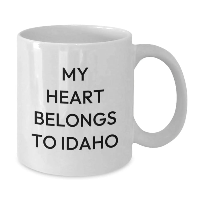 Idaho Gifts for Her - Funny 'My Heart Belongs To Idaho' White Coffee Mug - Perfect Birthday Unique Gift for Friends from Idaho - Additional
