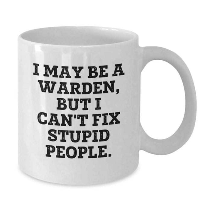 Funny Warden White Coffee Mug Gifts from Friends and Family for Christmas Unique Presents - Additional