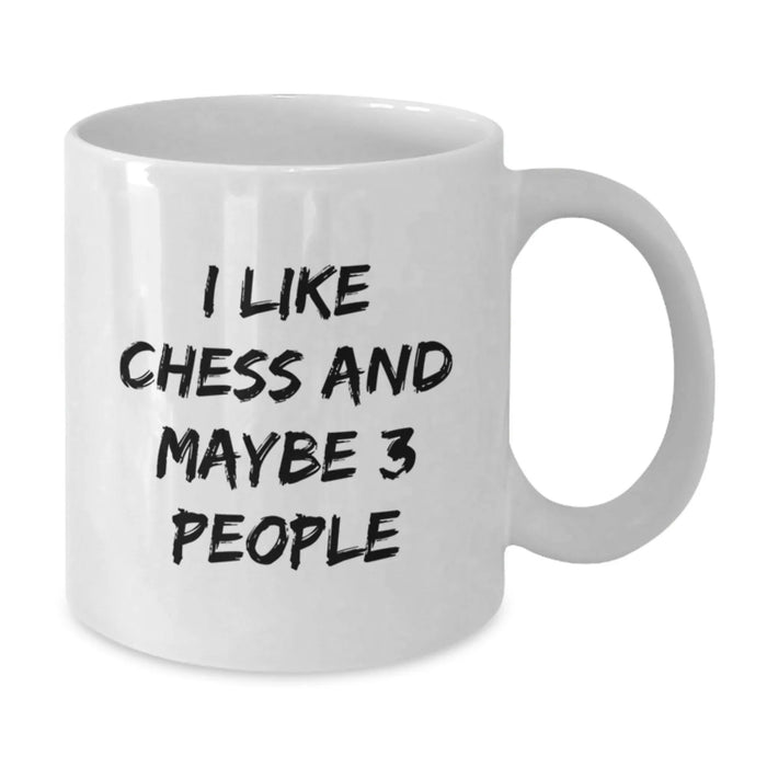 Funny Chess Mugs for Men, Gifts from Friends, Unique White Coffee Mugs with 'I Like Chess And Maybe 3 People', Perfect for Christmas - Additional