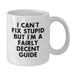 Funny Guide Gifts from Men, Unique White Coffee Mugs for Guide Lovers on Mother's Day - 'I Can't Fix Stupid But I'm A Fairly Decent Guide' - Additional
