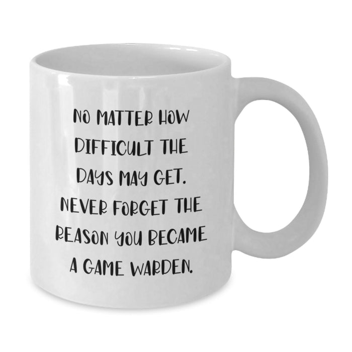 Game Warden Inspirational White Coffee Mug, Gifts for Friends, Family, Colleagues from a Proud Game Warden, Never Forget the Reason You Became a Game Warden, Valentine's Unique Gifts for Game Wardens - Additional