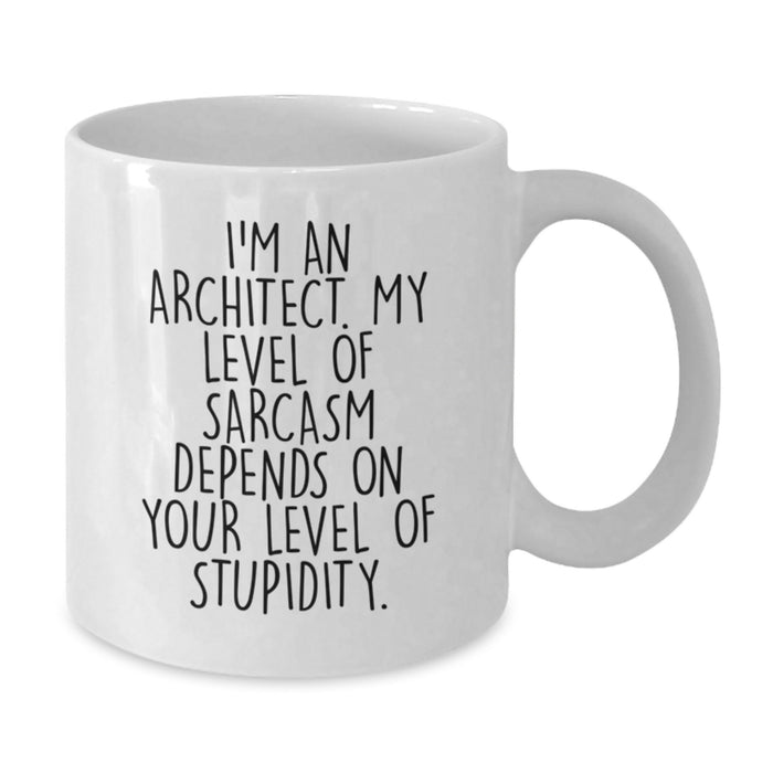 Funny Architect Coffee Mug Gifts from Friends for Dad on Father's Day - I'm An Architect. My Level Of Sarcasm Depends On Your Level Of Stupidity. - Additional
