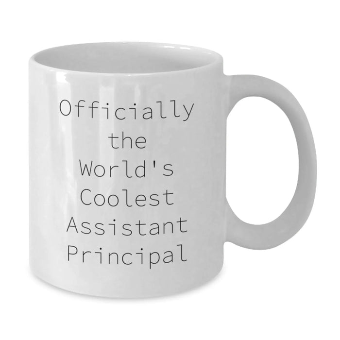 Funny Assistant Principal Gifts, Officially The World's Coolest Assistant Principal, White Coffee Mug for Birthday Unique Gifts from Friends - Additional