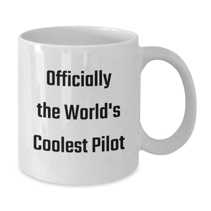 Pilot White Coffee Mugs Funny Gifts from Friends for Graduation, Officially The World's Coolest Pilot Quote, White Ceramic 11oz/15oz - Additional