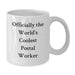 Funny Postal Worker Gifts, Officially The World's Coolest Postal Worker Quote, Unique White Coffee Mug for Dad on Father's Day - Additional