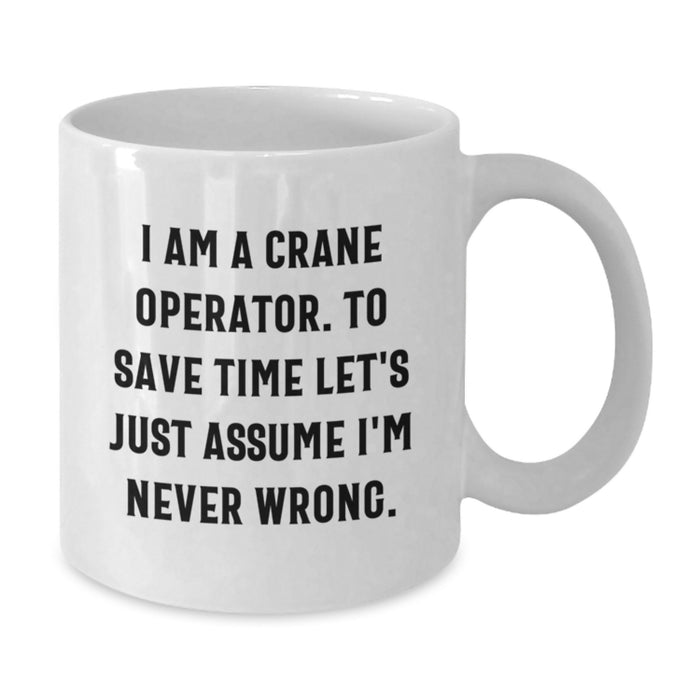 Funny Crane Operator Gifts for Men - I'm Never Wrong White Coffee Mug, Perfect for Mother's Day Unique Gifts from Family - Additional
