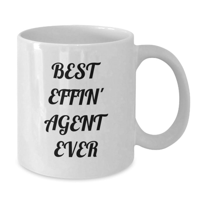 Agent White Coffee Mug - Funny Quote 'Best Effin' Agent Ever' Gifts from Friends for Christmas - Additional