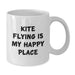 'Kite Flying Enthusiast Gifts, Funny Quote, White Coffee Mug, Birthday Unique Presents from Friends to Kite Flying Lovers, Kite Flying Is My Happy Place' - Additional