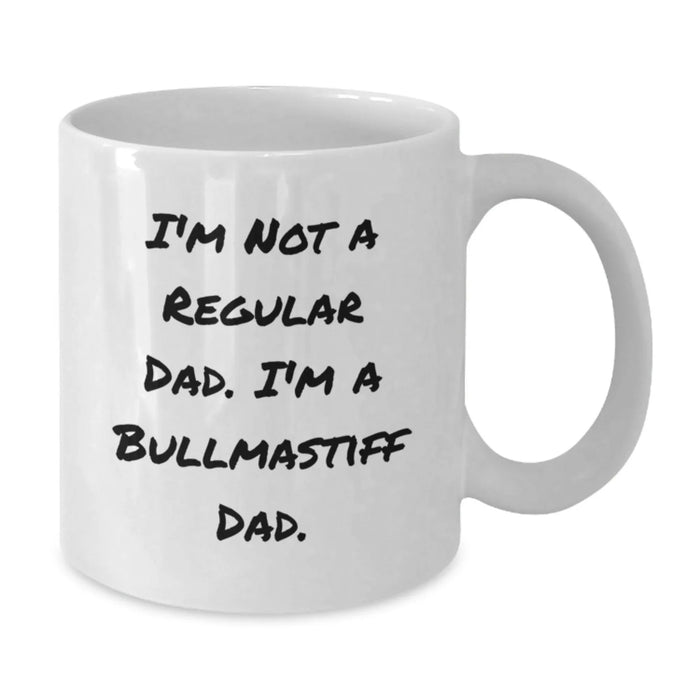 Funny Bullmastiff Dog Dad White Coffee Mug Gifts from Men to Bullmastiff Dog Lovers on Birthday, Unique Birthday Unique Gifts for Dad, White Ceramic Coffee Mug, 11oz, 15oz - Additional