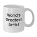 Funny Artist Gifts from Friends, White Coffee Mug for Artists with 'World's Greatest Artist' Quote, Unique Christmas Unique Gifts - Additional